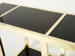 Italian Mid Century brass black opaline console table 1970s - 2925358