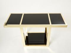 Italian Mid Century brass black opaline console table 1970s - 2925361