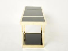 Italian Mid Century brass black opaline console table 1970s - 2925362