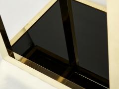 Italian Mid Century brass black opaline console table 1970s - 2925363