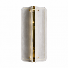 Italian Mid Modern Style Brass Wall Sconce with White Murano Glass Panels - 4496987