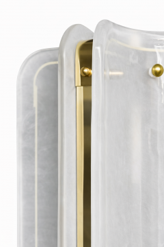Italian Mid Modern Style Brass Wall Sconce with White Murano Glass Panels - 4496988