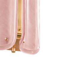 Italian Mid Modern Style Brass Wall Sconces With Pink Murano Glass Panels - 4644064