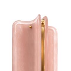 Italian Mid Modern Style Brass Wall Sconces With Pink Murano Glass Panels - 4644065
