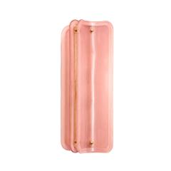 Italian Mid Modern Style Brass Wall Sconces With Pink Murano Glass Panels - 4644071