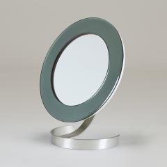 Italian Mid century adjustable circular table mirror with polished nickel base - 4245748