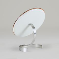 Italian Mid century adjustable circular table mirror with polished nickel base - 4245777