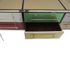Italian MidCentury Modern Sideboard in Solid Wood and Colored Glass 1950s - 4098424