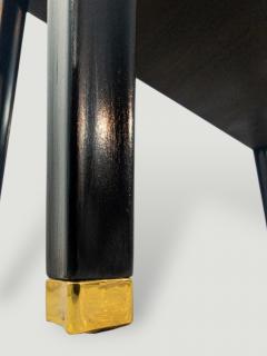 Italian Midcentury Black Lacquered Parchment Cabinet Bar or Sideboard 1950s - 4620394