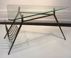 Italian Midcentury Brass Magazine Rack Table - 850960