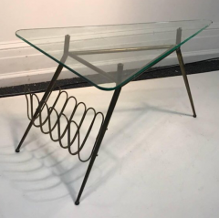 Italian Midcentury Brass Magazine Rack Table - 850961