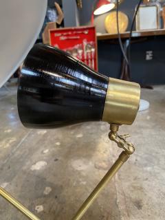 Italian Midcentury Brass and Metal Double Shade Table Lamp 1950s - 2153477
