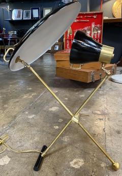 Italian Midcentury Brass and Metal Double Shade Table Lamp 1950s - 2153484