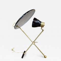 Italian Midcentury Brass and Metal Double Shade Table Lamp 1950s - 2155486