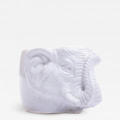 Italian Midcentury Ceramic White Elephant Planter - 1972992