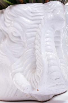 Italian Midcentury Ceramic White Elephant Planter - 1976068