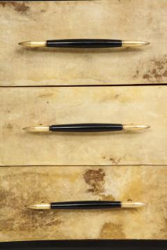 Italian Midcentury Ebonized Parchment Chest of Drawers - 1209294