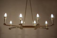 Italian Midcentury Gold and Ivory Color Eight Lights Chandelier 1950s - 3095502