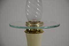 Italian Midcentury Gold and Ivory Color Eight Lights Chandelier 1950s - 3095503