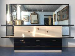 Italian Midcentury Parchment Black Lacquered Sideboard 1950 - 2599646