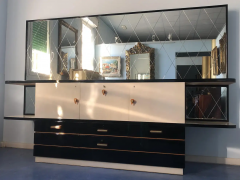 Italian Midcentury Parchment Black Lacquered Sideboard 1950 - 2599648