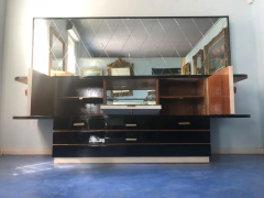 Italian Midcentury Parchment Black Lacquered Sideboard 1950 - 2599651