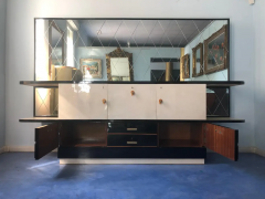 Italian Midcentury Parchment Black Lacquered Sideboard 1950 - 2599652