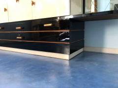 Italian Midcentury Parchment Black Lacquered Sideboard 1950 - 2599655