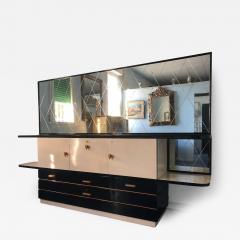 Italian Midcentury Parchment Black Lacquered Sideboard 1950 - 2603059