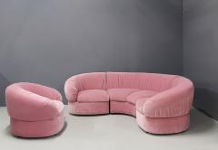 Italian Midcentury Sofa Modular in Pink Velvet Restored 1960s - 1181643
