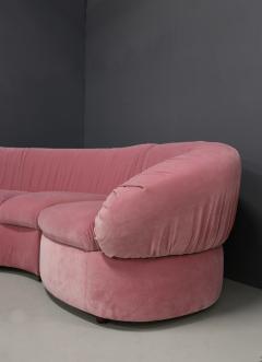 Italian Midcentury Sofa Modular in Pink Velvet Restored 1960s - 1181646