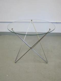Italian Midcentury Stainless Steel and Glass Side Tables Carlo Paccagnini Pair - 4103051