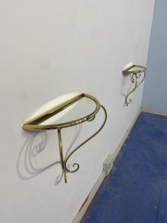 Italian Midcentury Suspended brass Console Nightstands Set of two 1950s - 3953946