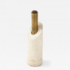 Italian Minimalist Travertine Brass Lipstick Lamp 1970s - 2360853