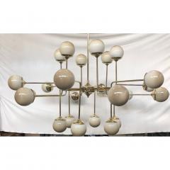 Italian Modern 24 Light Brass Smoked Ivory Gold Murano Glass Round Chandelier - 1244022