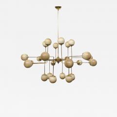 Italian Modern 24 Light Brass Smoked Ivory Gold Murano Glass Round Chandelier - 1245468