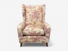 Italian Modern Ashwood Fabric Large Wingback Chairs Italy 1950s - 4421114