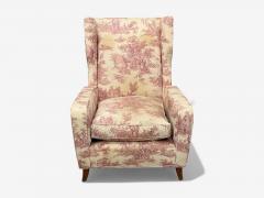 Italian Modern Ashwood Fabric Large Wingback Chairs Italy 1950s - 4421118