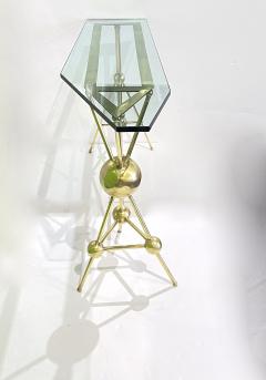 Italian Modern Atomic Planet Design Slim Asymmetrical Brass Sphere Console Table - 4343201