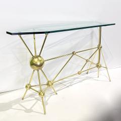 Italian Modern Atomic Planet Design Slim Asymmetrical Brass Sphere Console Table - 4343204