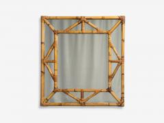 Italian Modern Bamboo Glass Wall Mirror Italy 1950s - 4357193