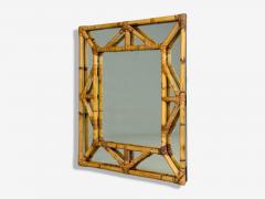 Italian Modern Bamboo Glass Wall Mirror Italy 1950s - 4357194