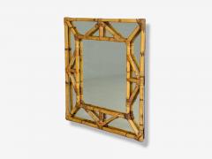 Italian Modern Bamboo Glass Wall Mirror Italy 1950s - 4357195