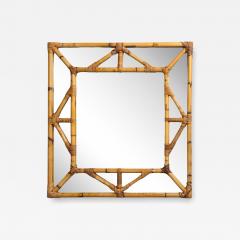 Italian Modern Bamboo Glass Wall Mirror Italy 1950s - 4358396