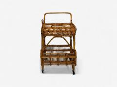 Italian Modern Bamboo Rattan Metal Bar Cart Italy 1960s - 4247703