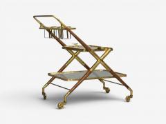 Italian Modern Bar Cart Teak Brass Glass Italy 1950s - 4660161