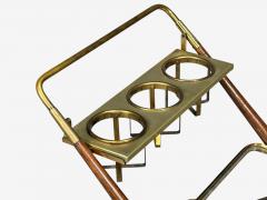Italian Modern Bar Cart Teak Brass Glass Italy 1950s - 4660162