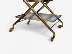 Italian Modern Bar Cart Teak Brass Glass Italy 1950s - 4660163