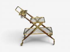 Italian Modern Bar Cart Teak Brass Glass Italy 1950s - 4660165