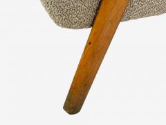Italian Modern Beige Boucle Wood Sculptural Lounge Chairs Italy 1960s - 4362988